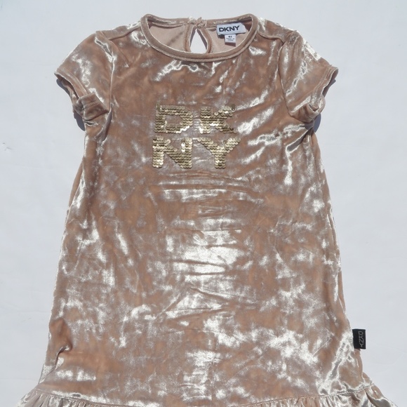 DKNY Girls 4T Dress Sequence Beige barely used - Picture 2 of 8